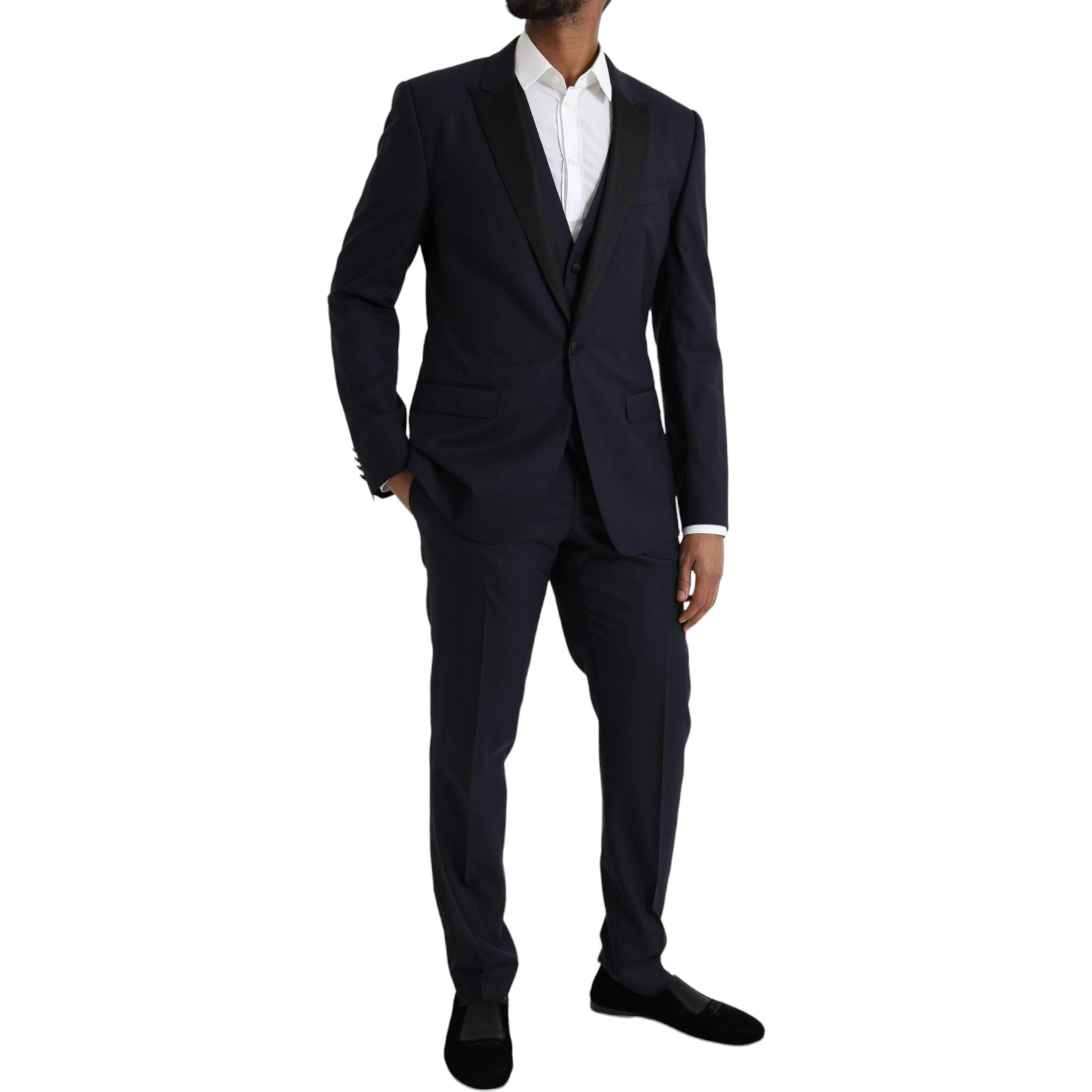 Blue Wool MARTINI 1 Button Men 3 Piece Suit