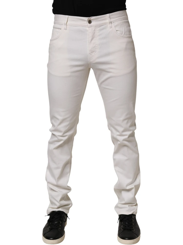 White Mid Waist Skinny Fit Denim Casual Trouser Jeans alternative
