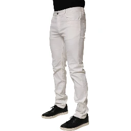 White Mid Waist Skinny Fit Denim Casual Trouser Jeans