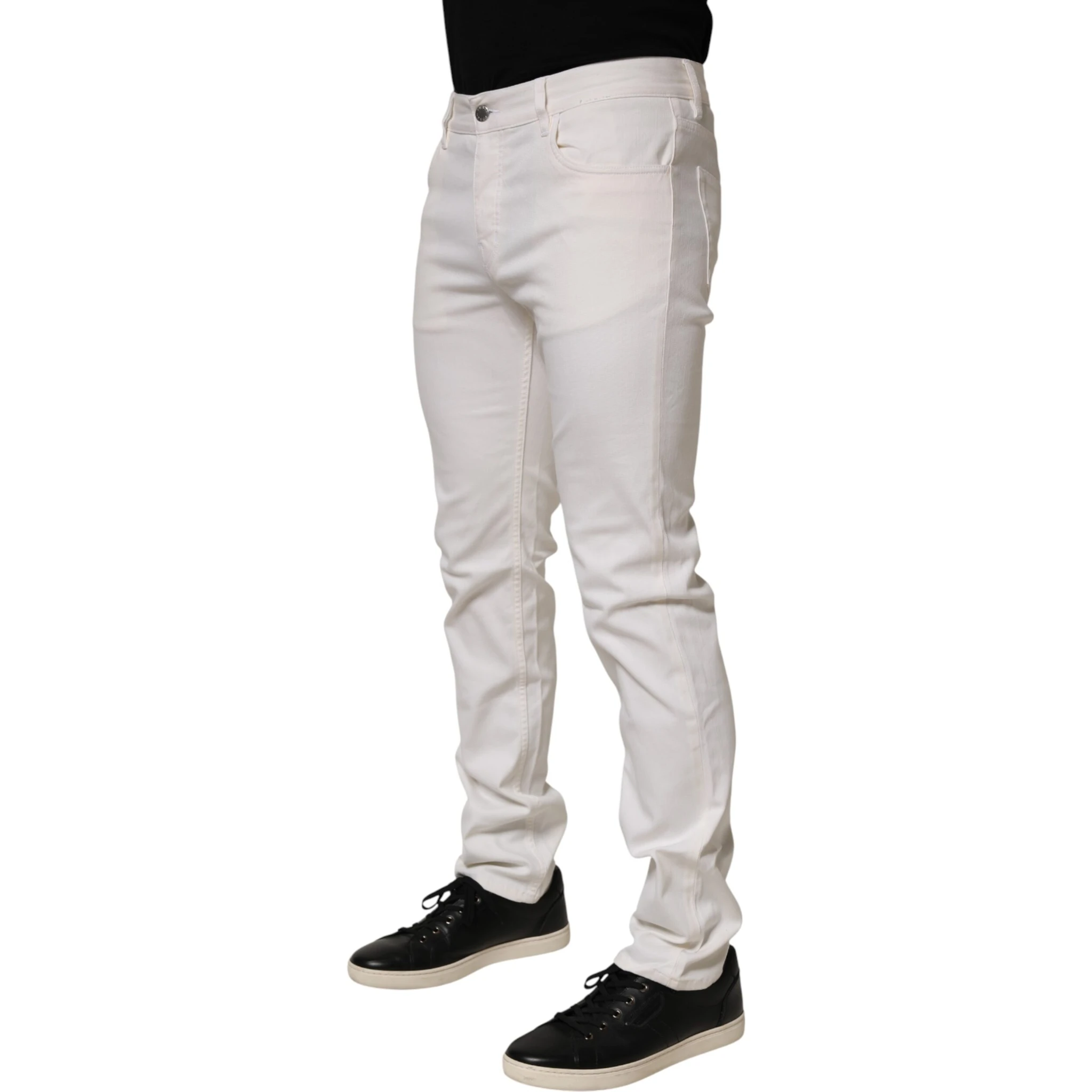White Mid Waist Skinny Fit Denim Casual Trouser Jeans