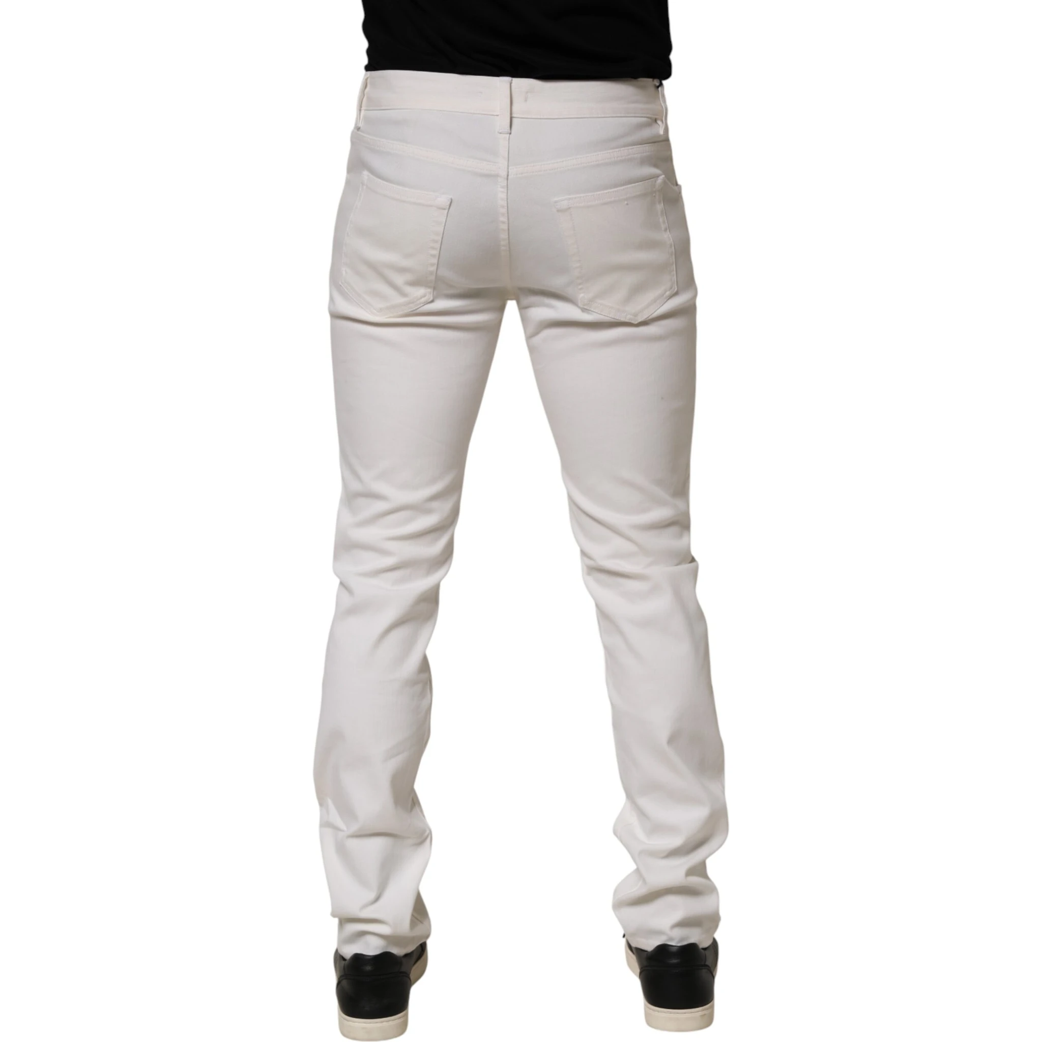 White Mid Waist Skinny Fit Denim Casual Trouser Jeans