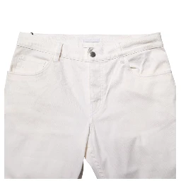 White Mid Waist Skinny Fit Denim Casual Trouser Jeans