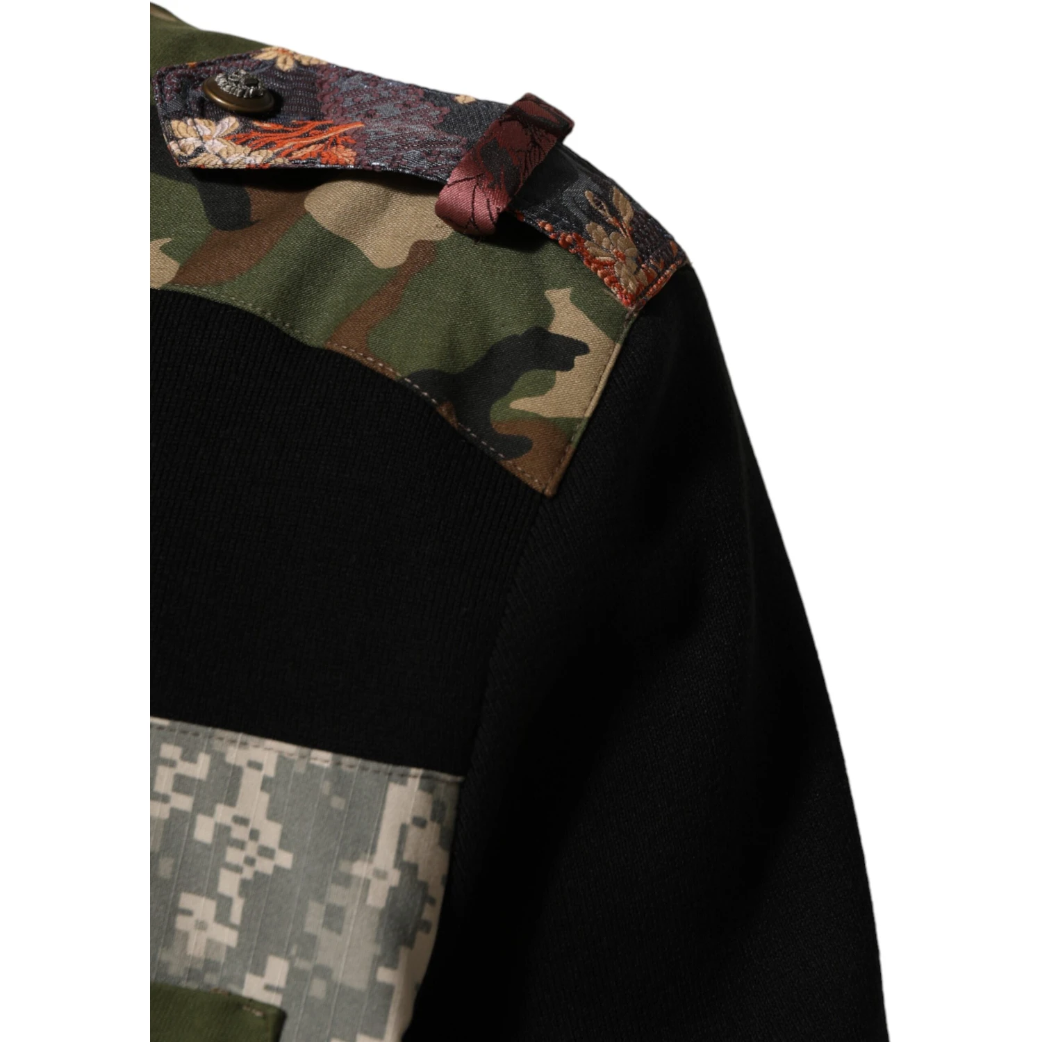 Black Patchwork Crew Neck Pullover Sweater
