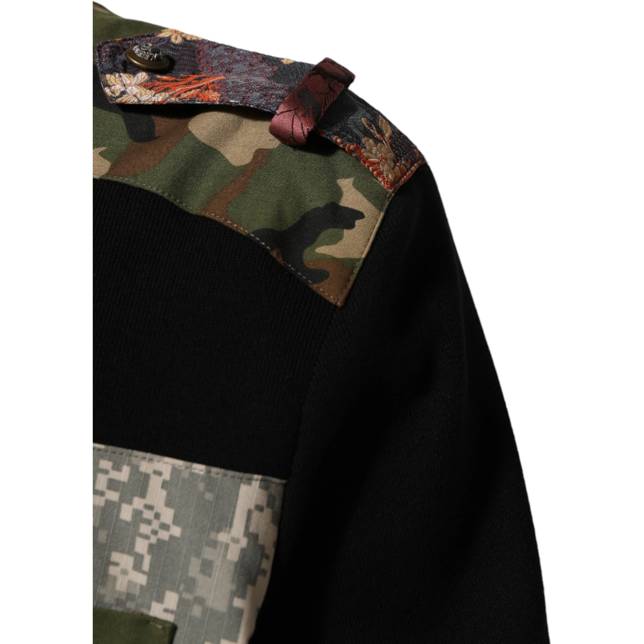 Black Patchwork Crew Neck Pullover Sweater