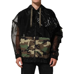 Black Camouflage Hooded Men Full Zip Sweater