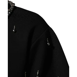 Black Polyester Necklace Embellished T-shirt