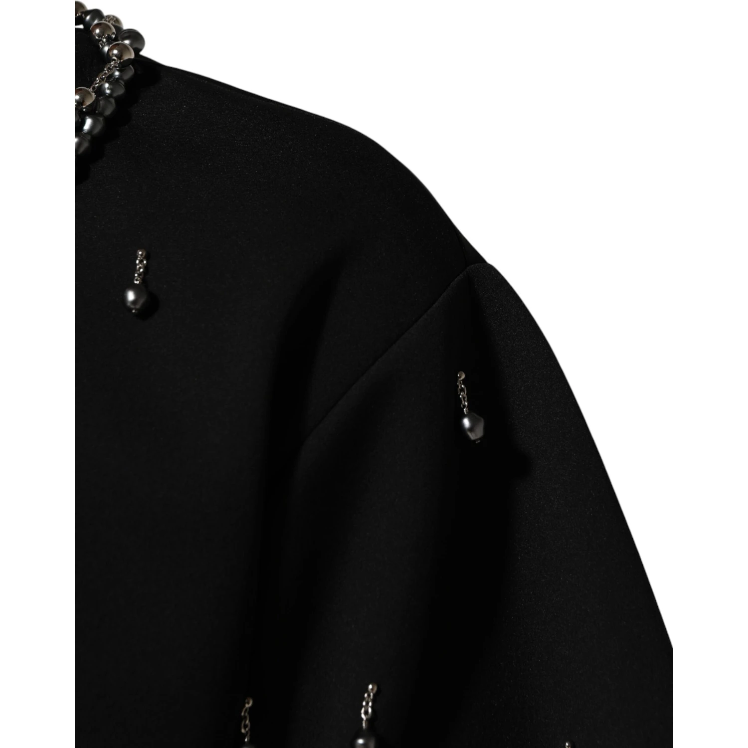 Black Polyester Necklace Embellished T-shirt
