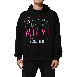 Black Printed Hooded Men Sweatshirt Sweater