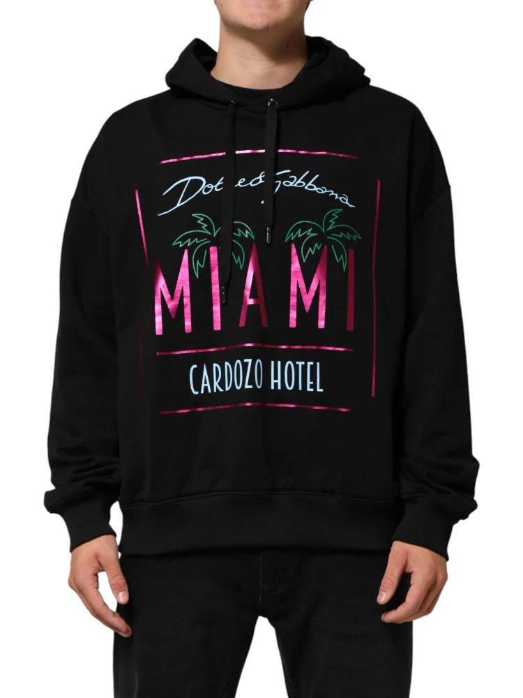 Black Printed Hooded Men Sweatshirt Sweater