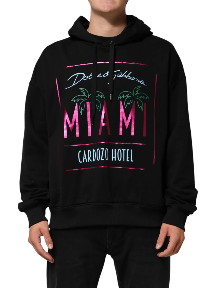 Black Printed Hooded Men Sweatshirt Sweater