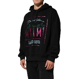 Black Printed Hooded Men Sweatshirt Sweater