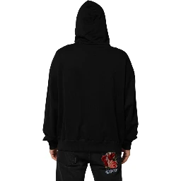 Black Printed Hooded Men Sweatshirt Sweater