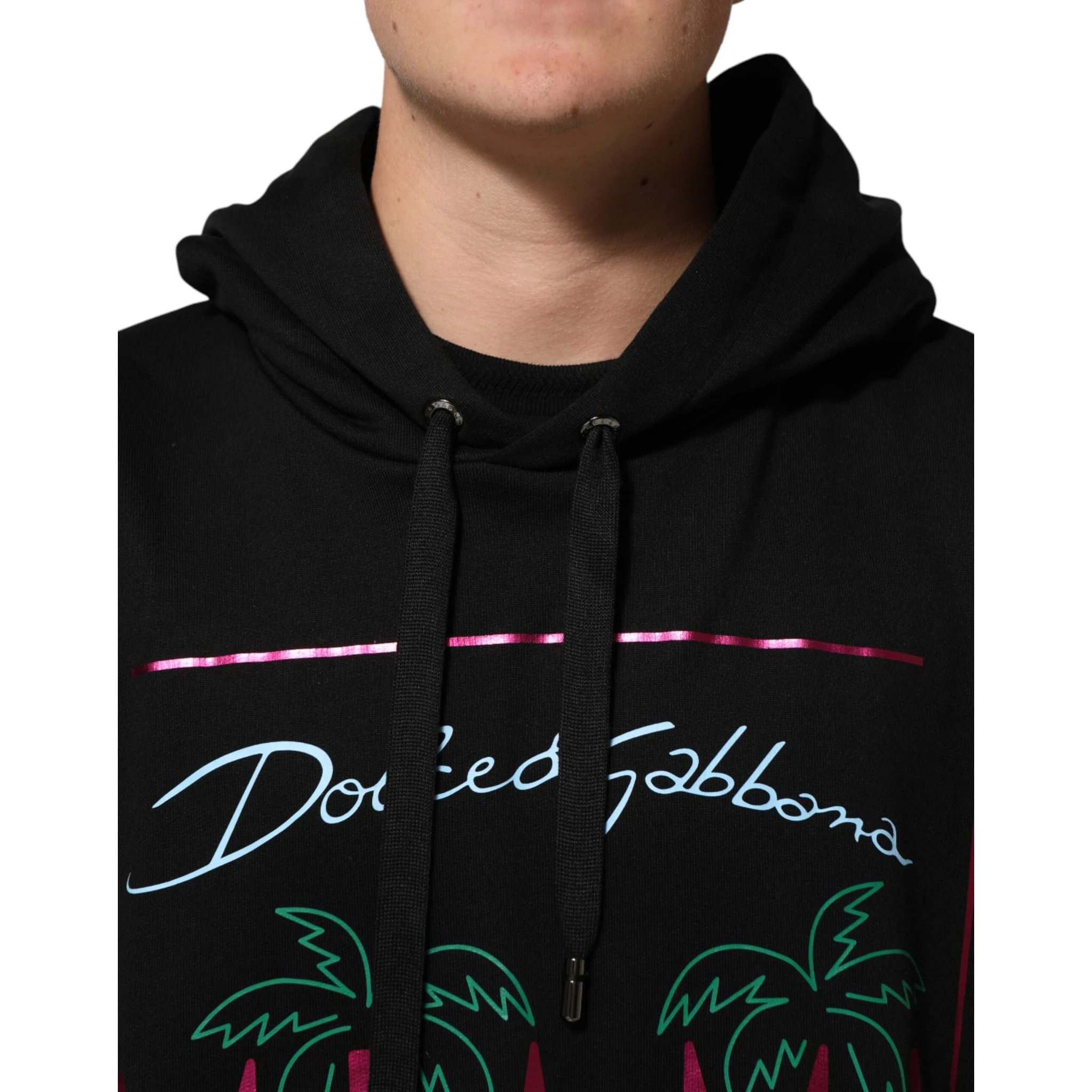 Black Printed Hooded Men Sweatshirt Sweater