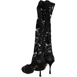 Black Pumps Taormina Lace Socks Boots Shoes