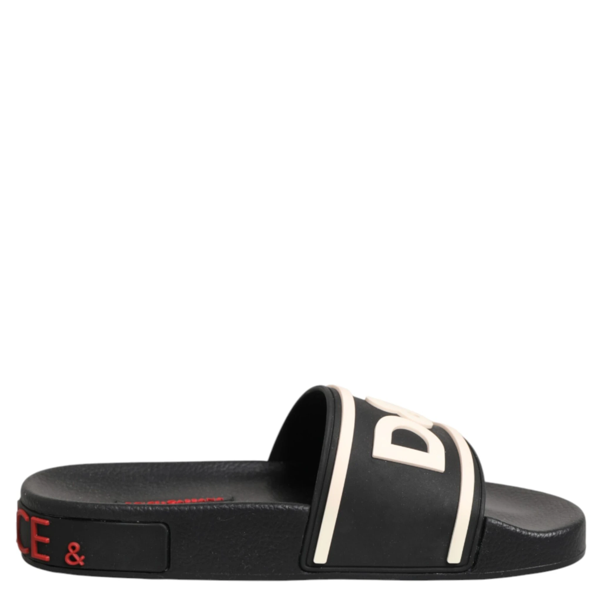 Black Rubber Slides Sandals Beachwear Shoes