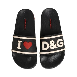 Black Rubber Slides Sandals Beachwear Shoes