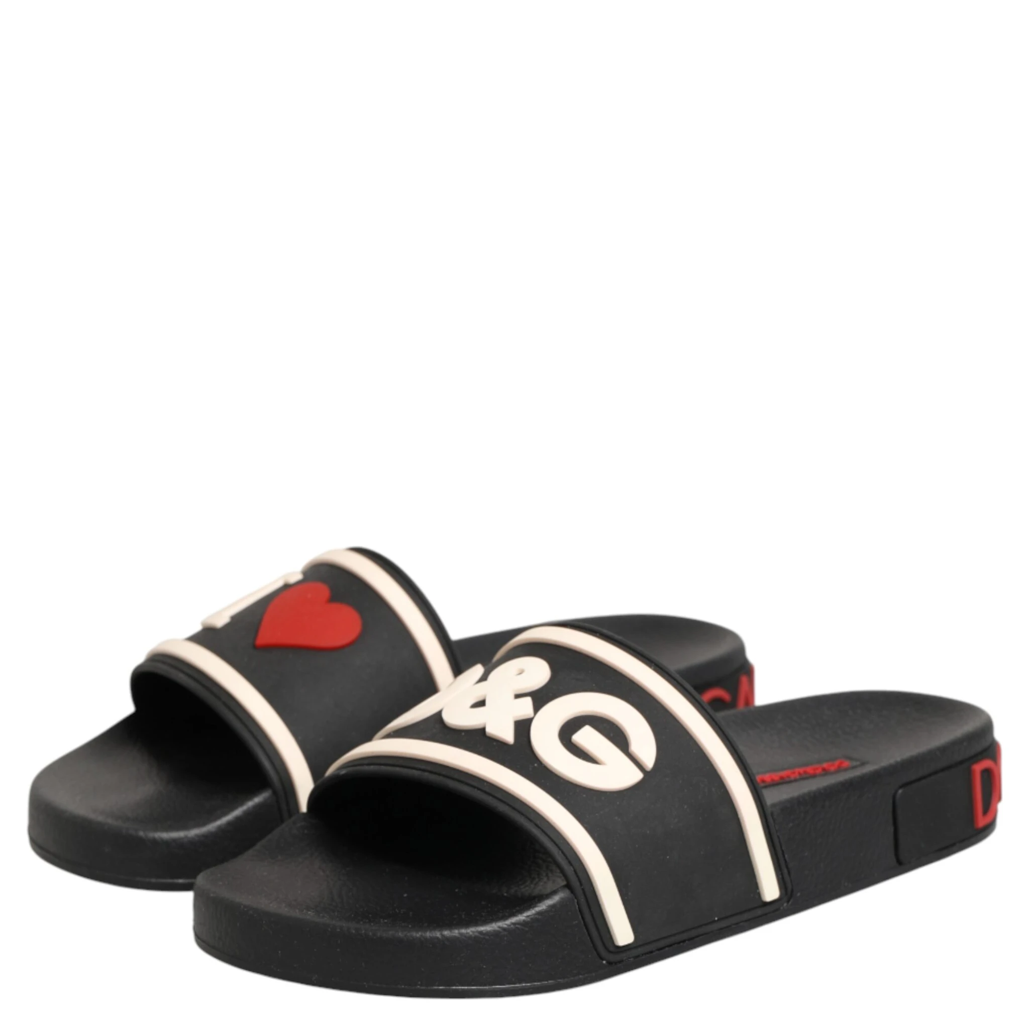 Black Rubber Slides Sandals Beachwear Shoes