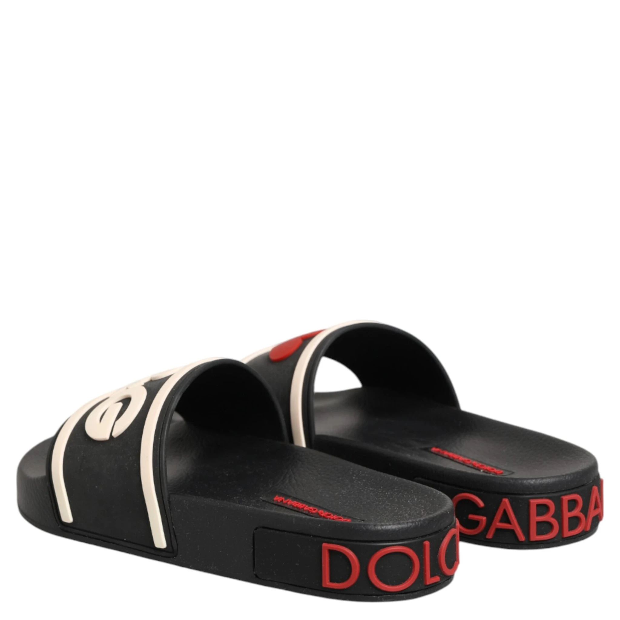 Black Rubber Slides Sandals Beachwear Shoes