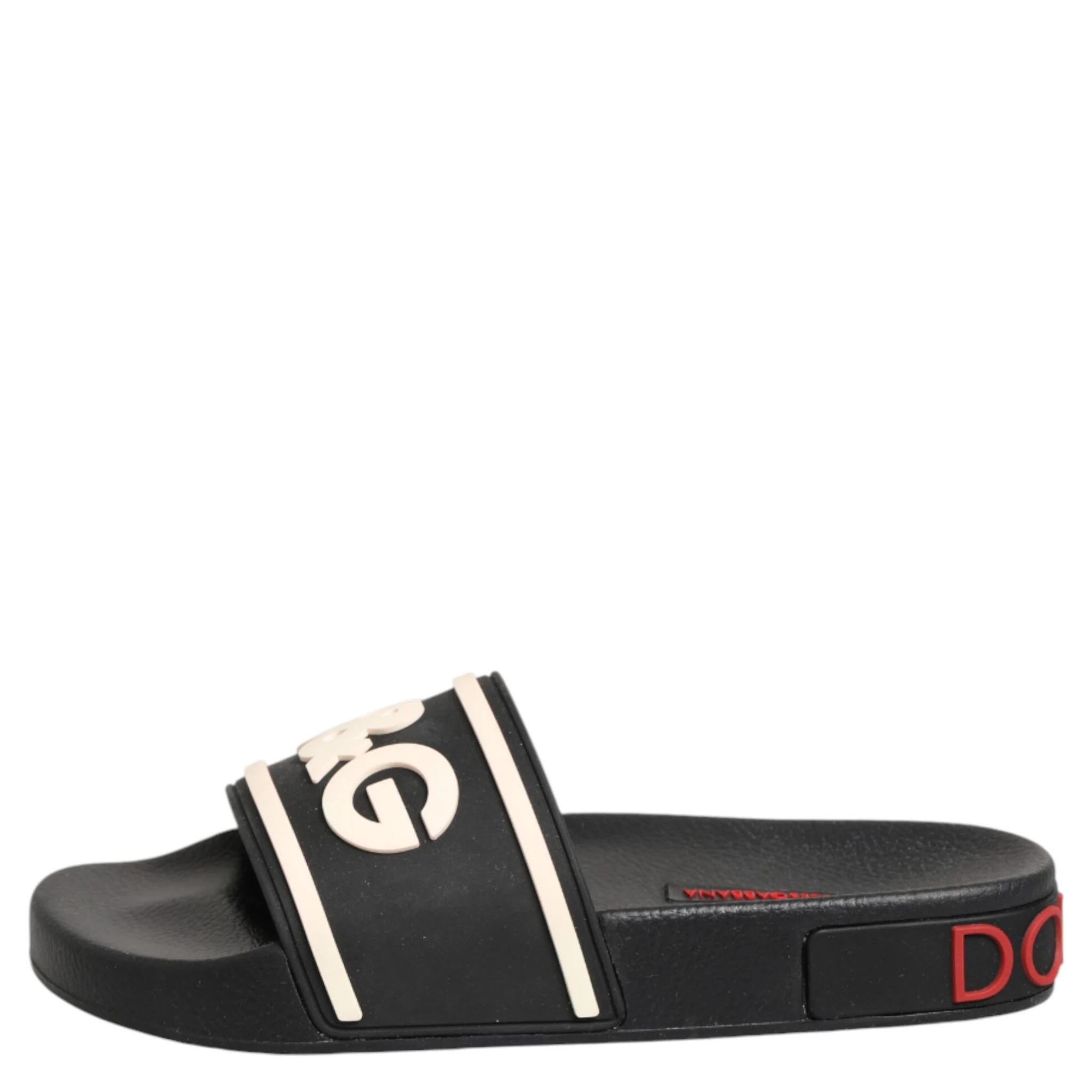 Black Rubber Slides Sandals Beachwear Shoes
