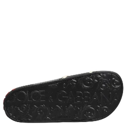 Black Rubber Slides Sandals Beachwear Shoes