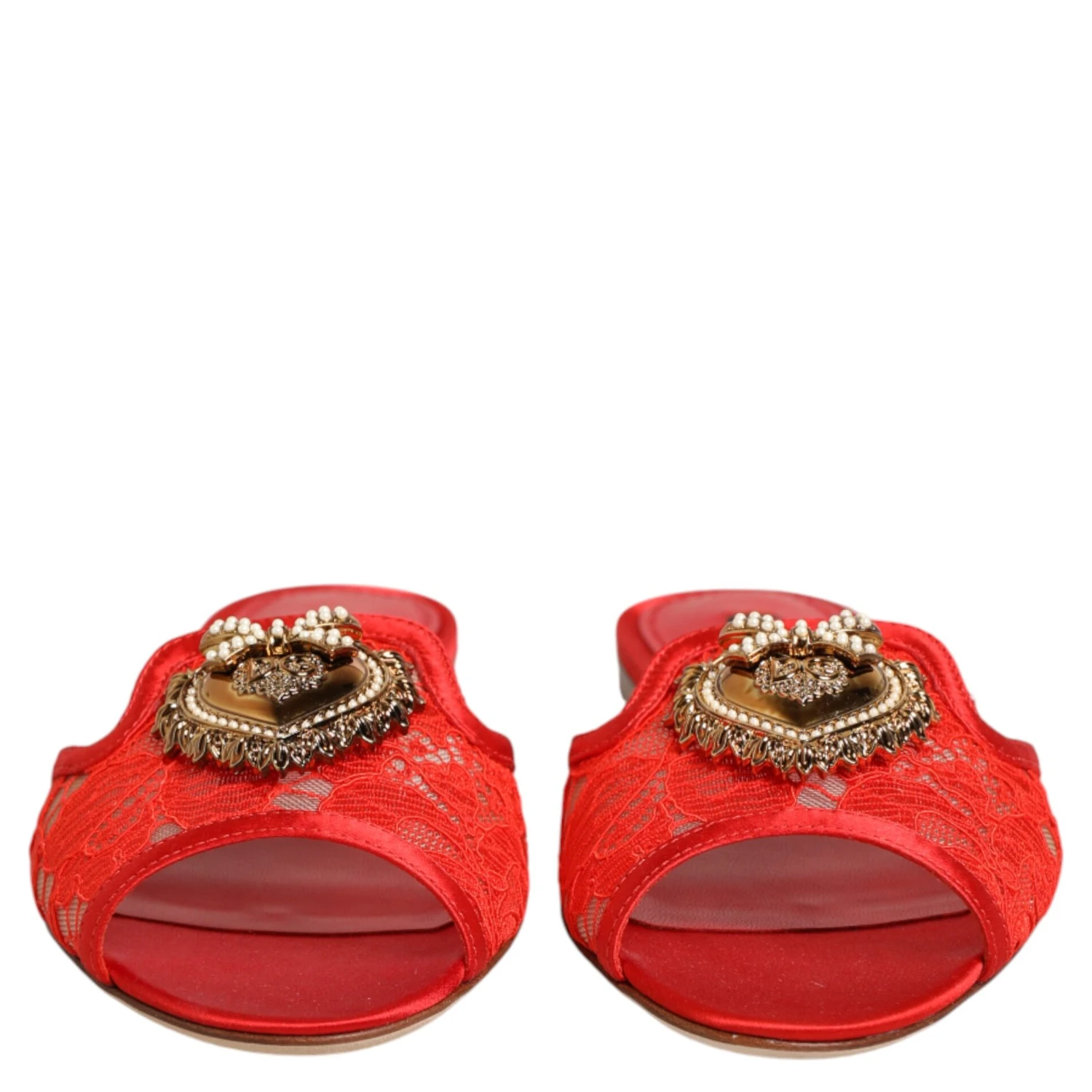 Red Devotion Lace Flats Slip On Sandals Shoes