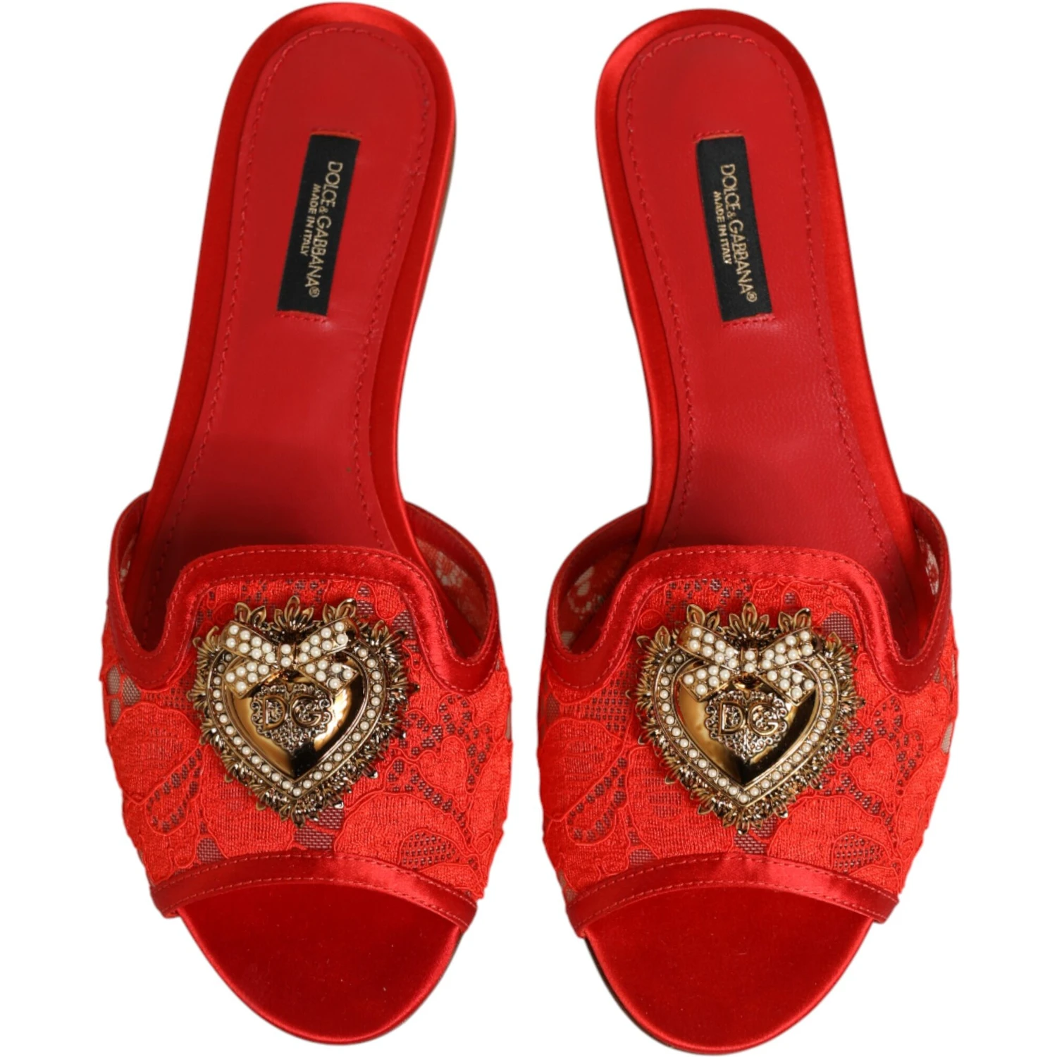 Red Devotion Lace Flats Slip On Sandals Shoes