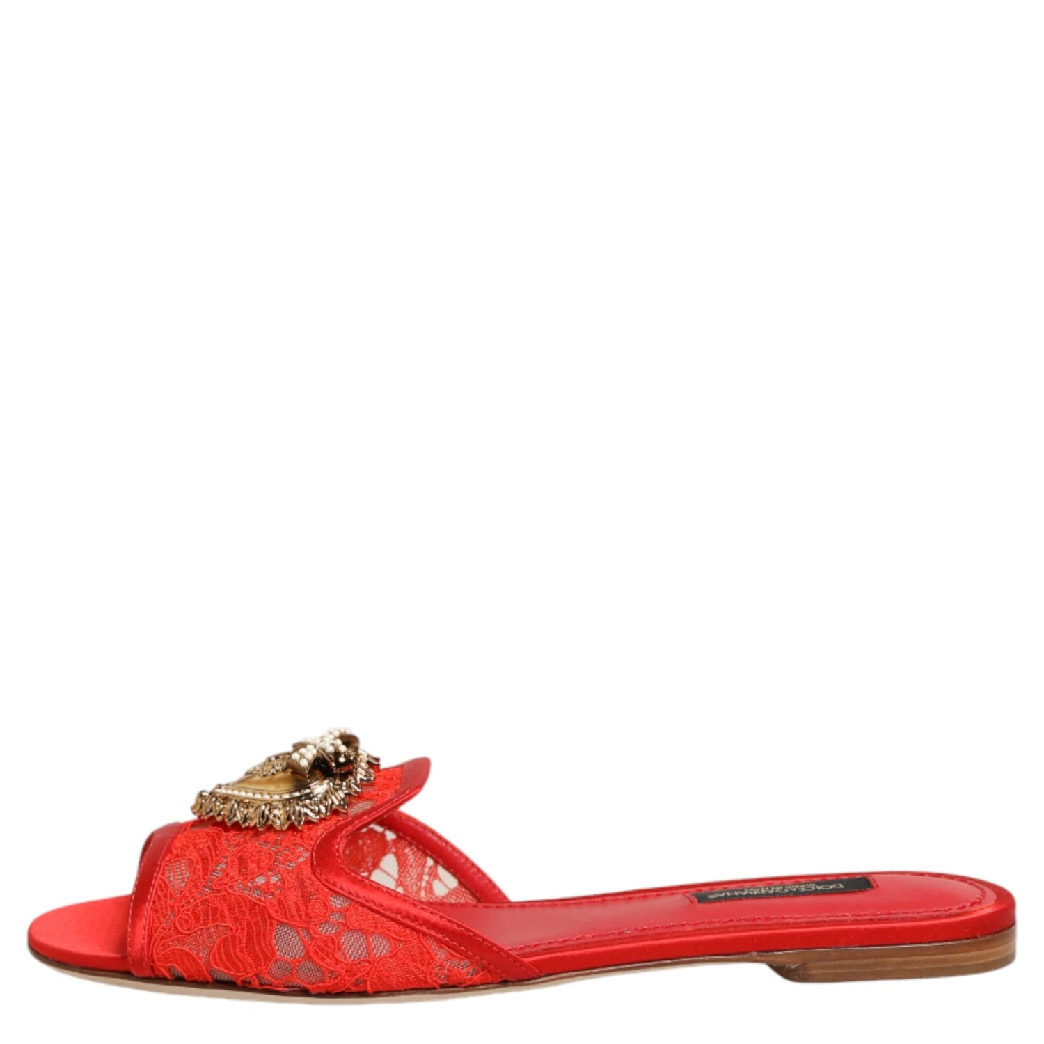 Red Devotion Lace Flats Slip On Sandals Shoes