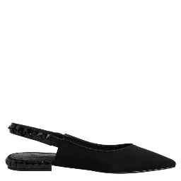 Black Crystal Charmeuse Slingback Shoes