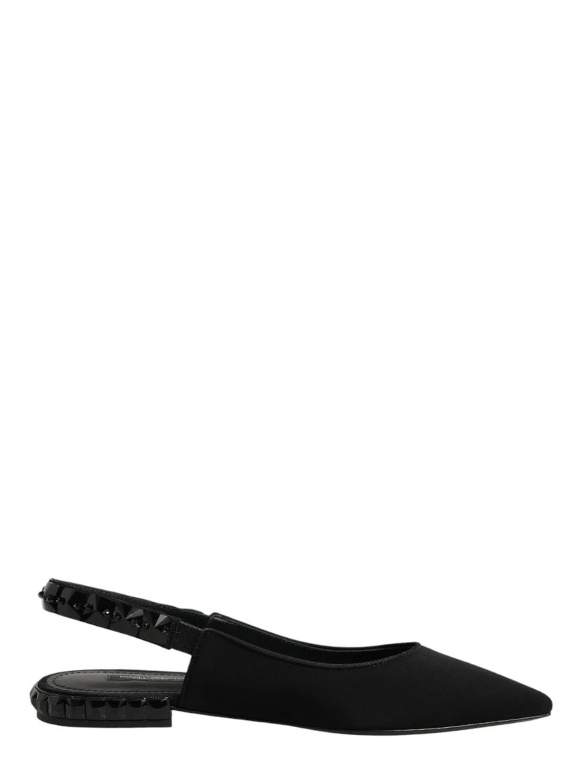 Black Crystal Charmeuse Slingback Shoes
