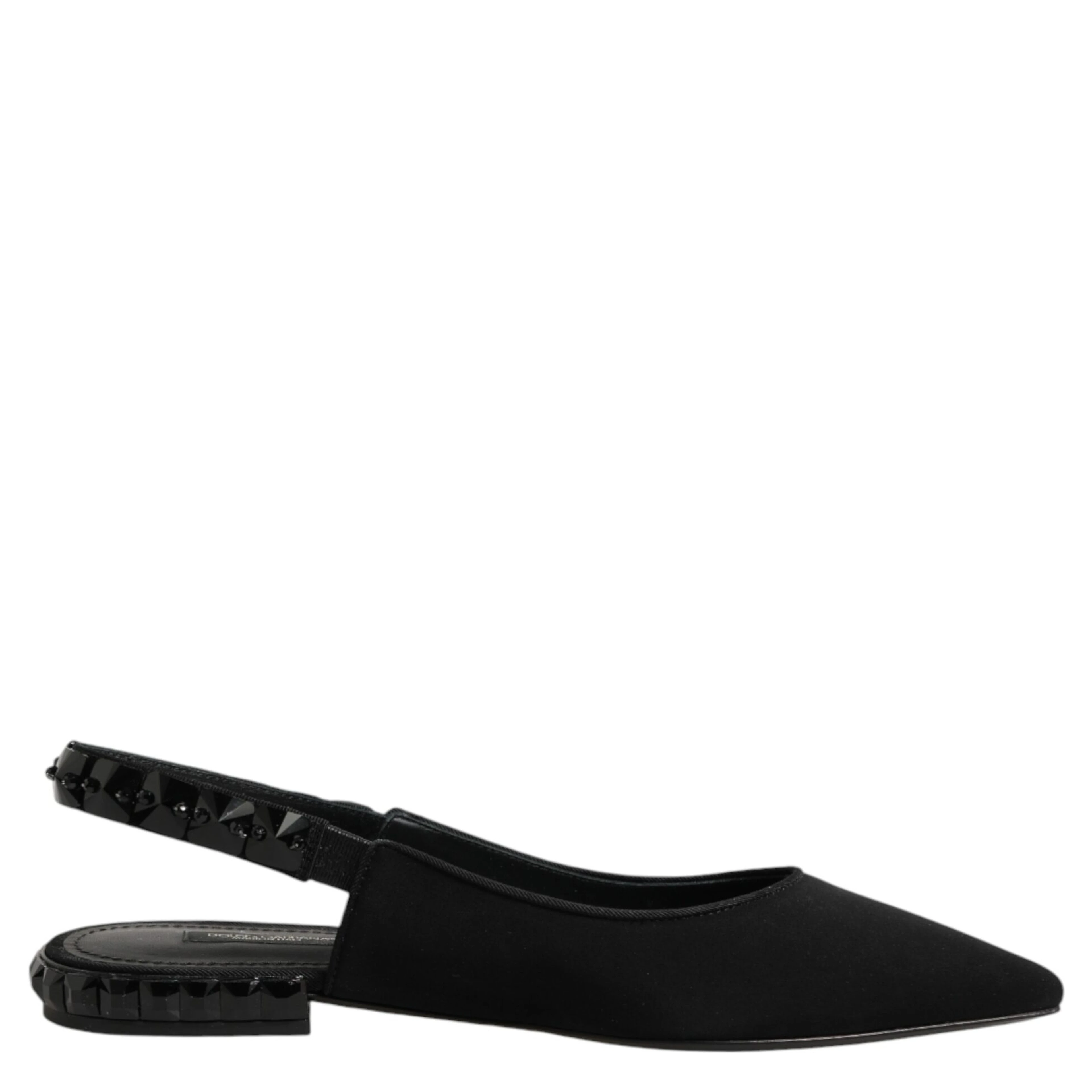 Black Crystal Charmeuse Slingback Shoes