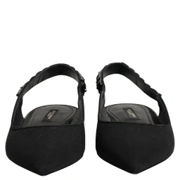 Black Crystal Charmeuse Slingback Shoes