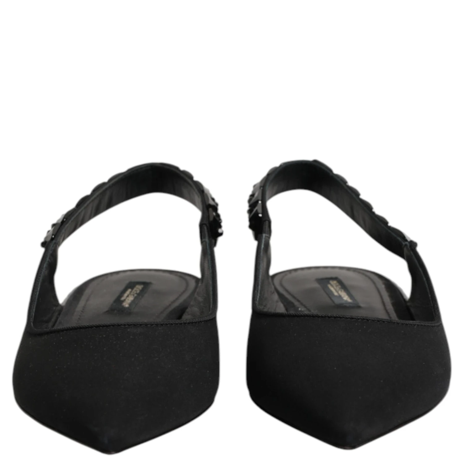 Black Crystal Charmeuse Slingback Shoes