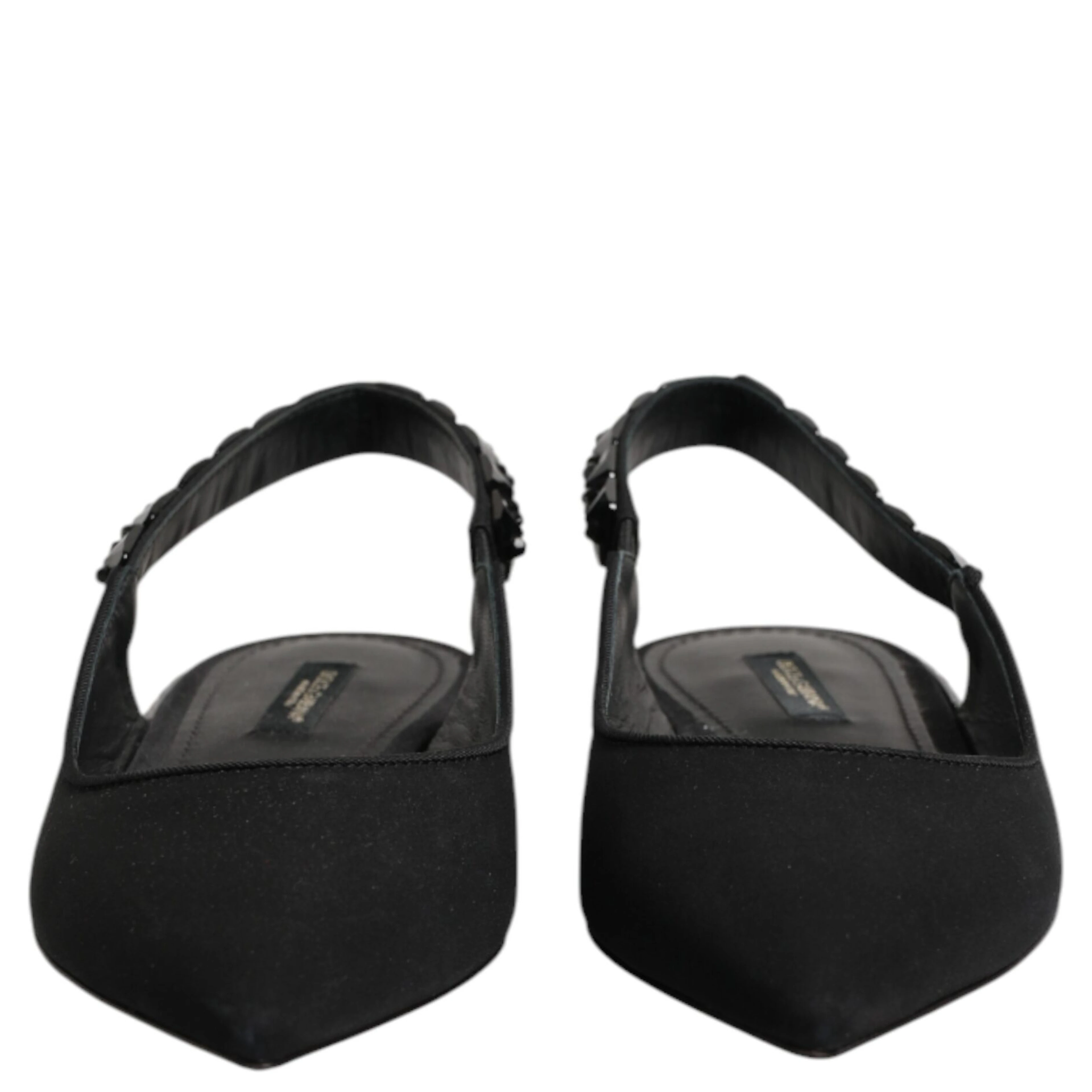 Black Crystal Charmeuse Slingback Shoes