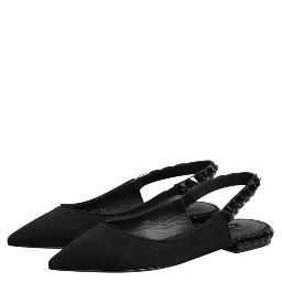 Black Crystal Charmeuse Slingback Shoes