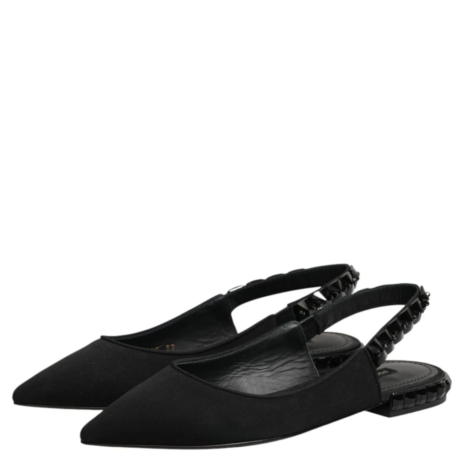 Black Crystal Charmeuse Slingback Shoes