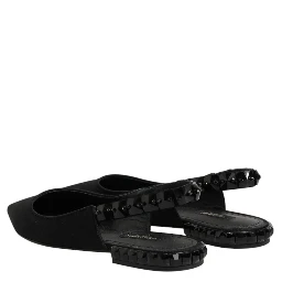 Black Crystal Charmeuse Slingback Shoes
