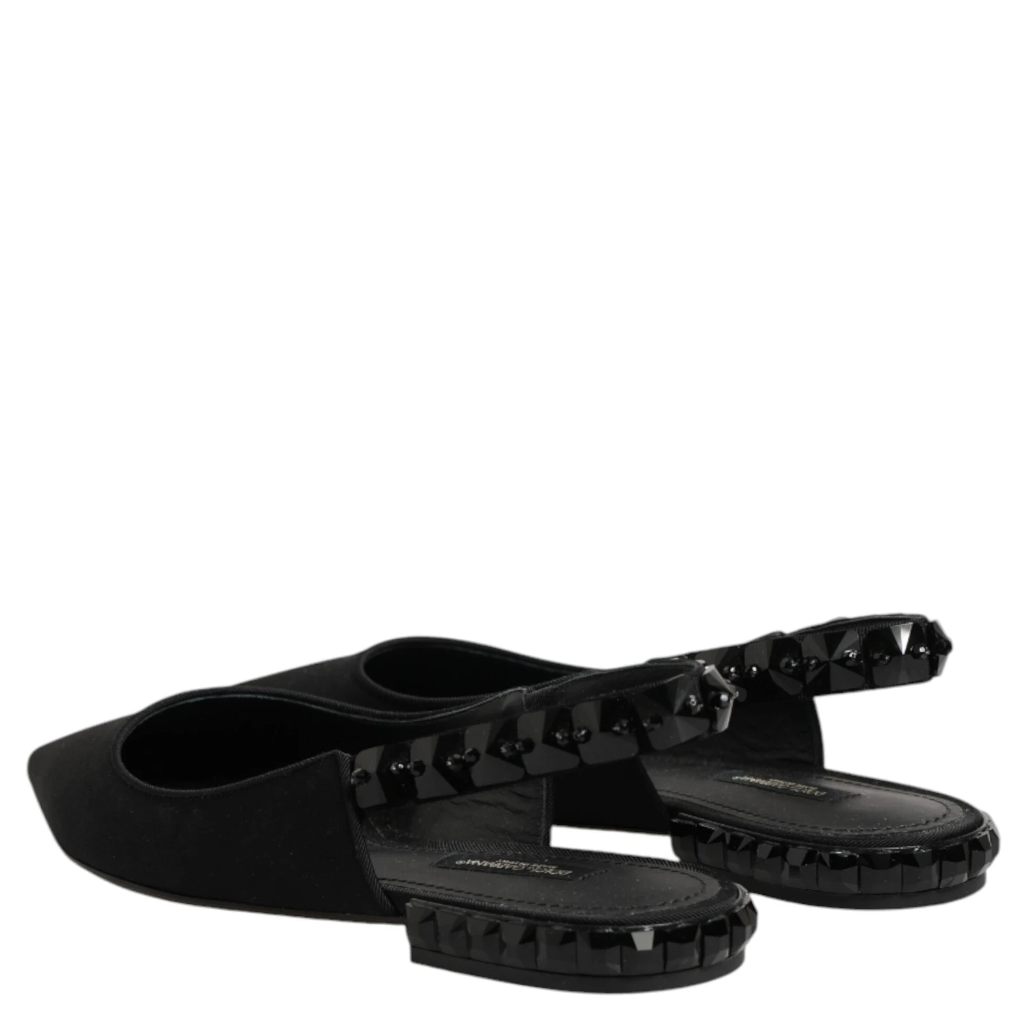 Black Crystal Charmeuse Slingback Shoes