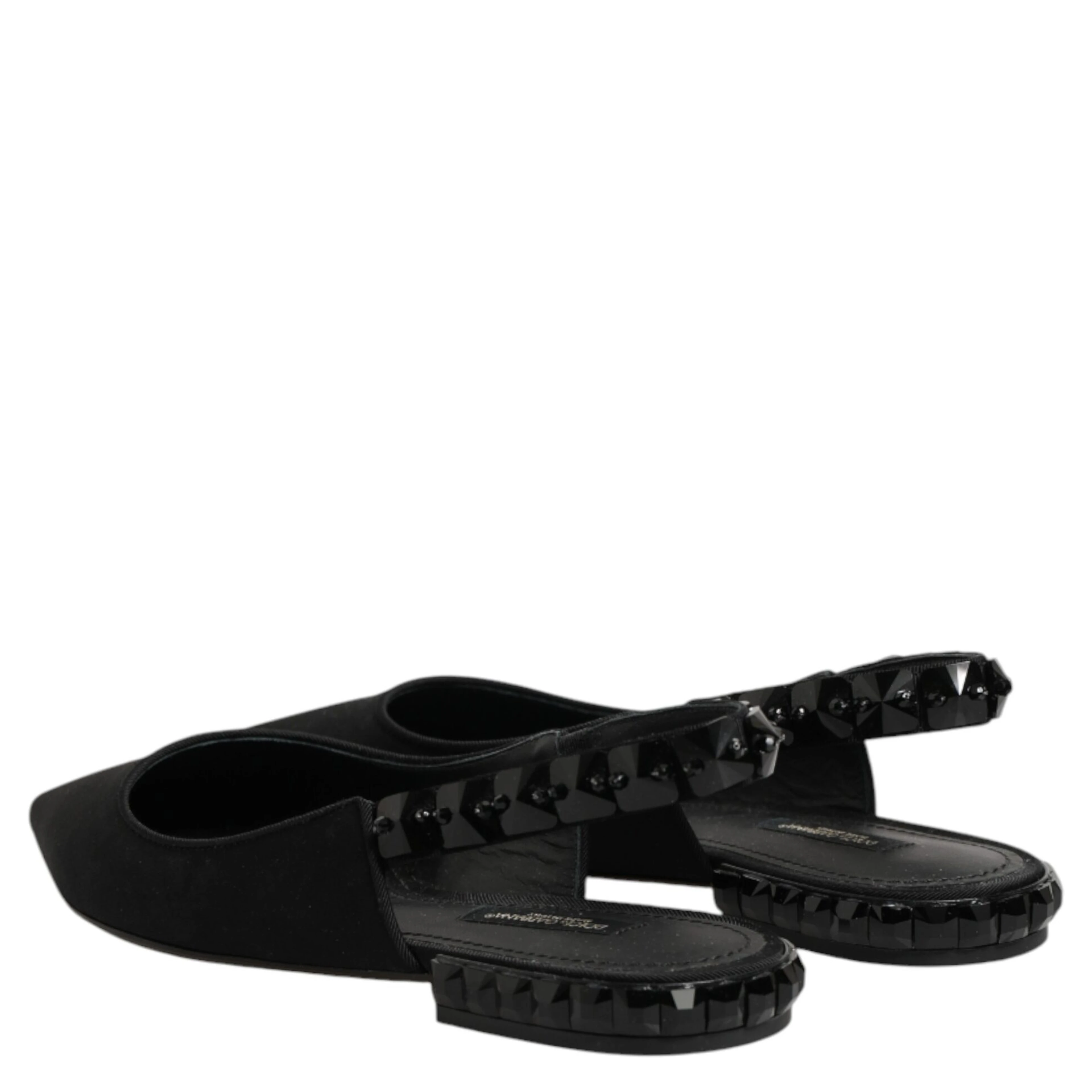 Black Crystal Charmeuse Slingback Shoes