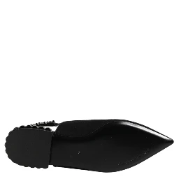 Black Crystal Charmeuse Slingback Shoes