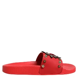 Red Sacred Heart Stud Slides Beachwear Shoes