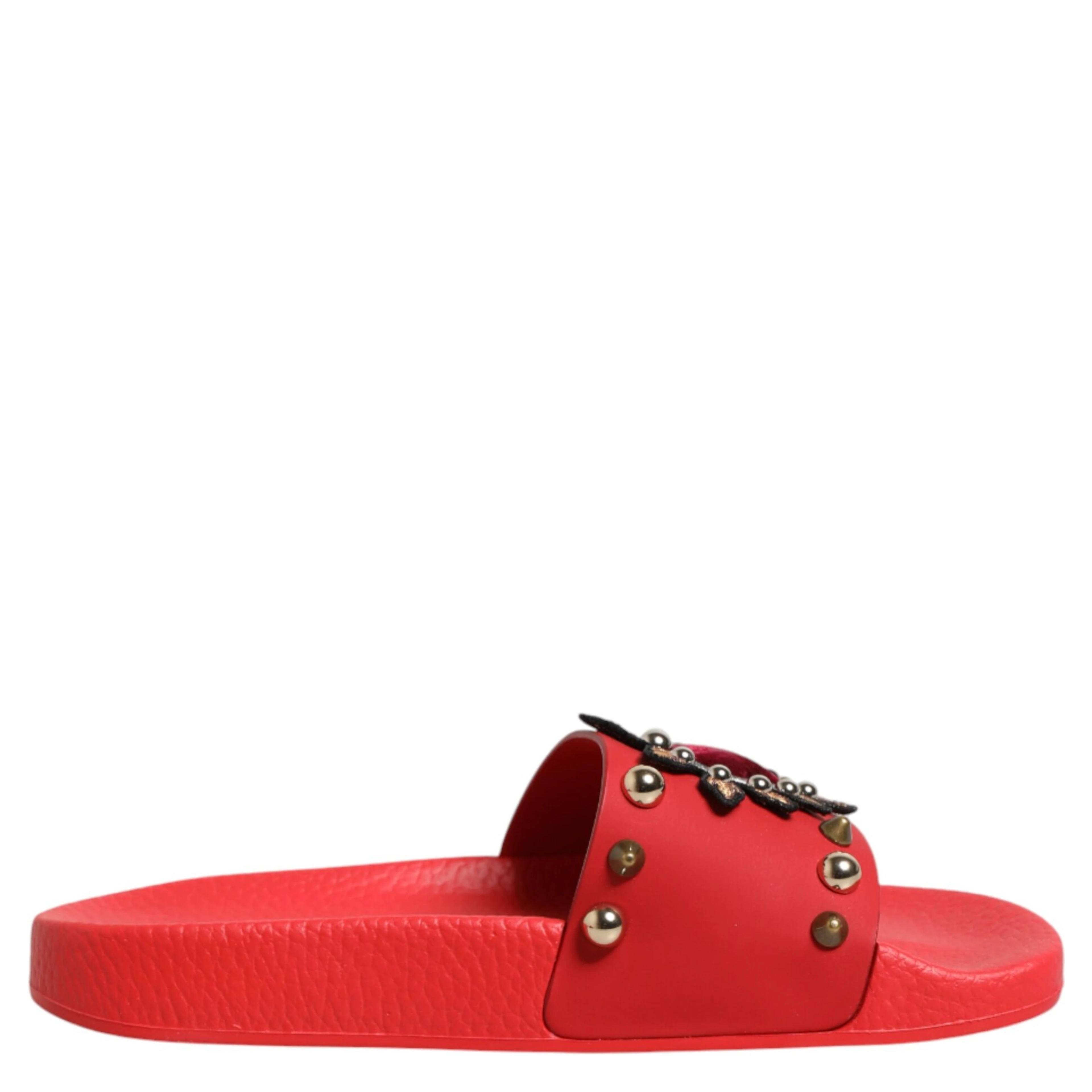 Red Sacred Heart Stud Slides Beachwear Shoes