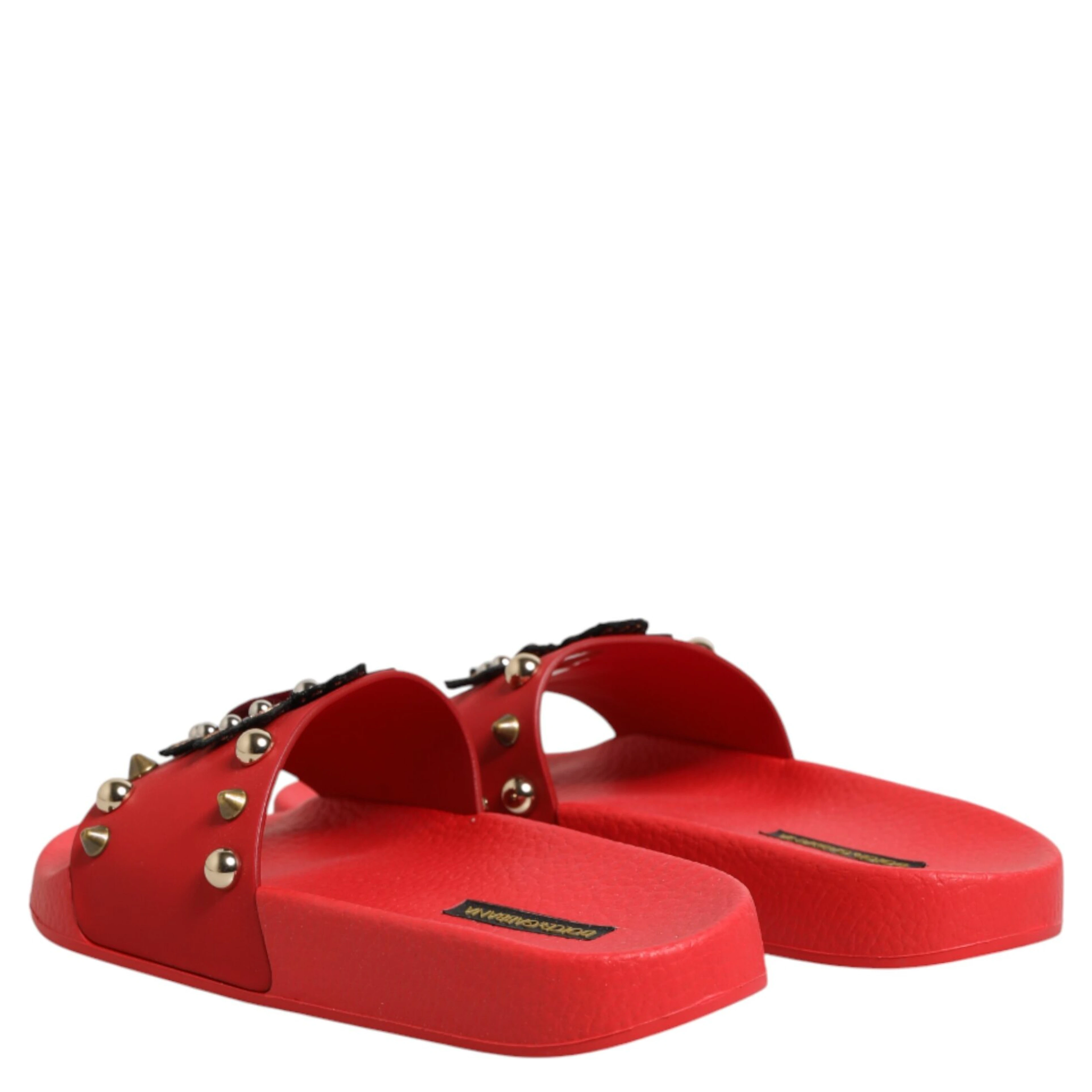 Red Sacred Heart Stud Slides Beachwear Shoes
