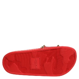 Red Sacred Heart Stud Slides Beachwear Shoes