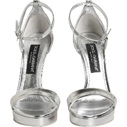 Silver Leather Platform Keira Sandals Shoes