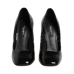 Black Gold Patent Leather Logo Heels Pumps Shoes