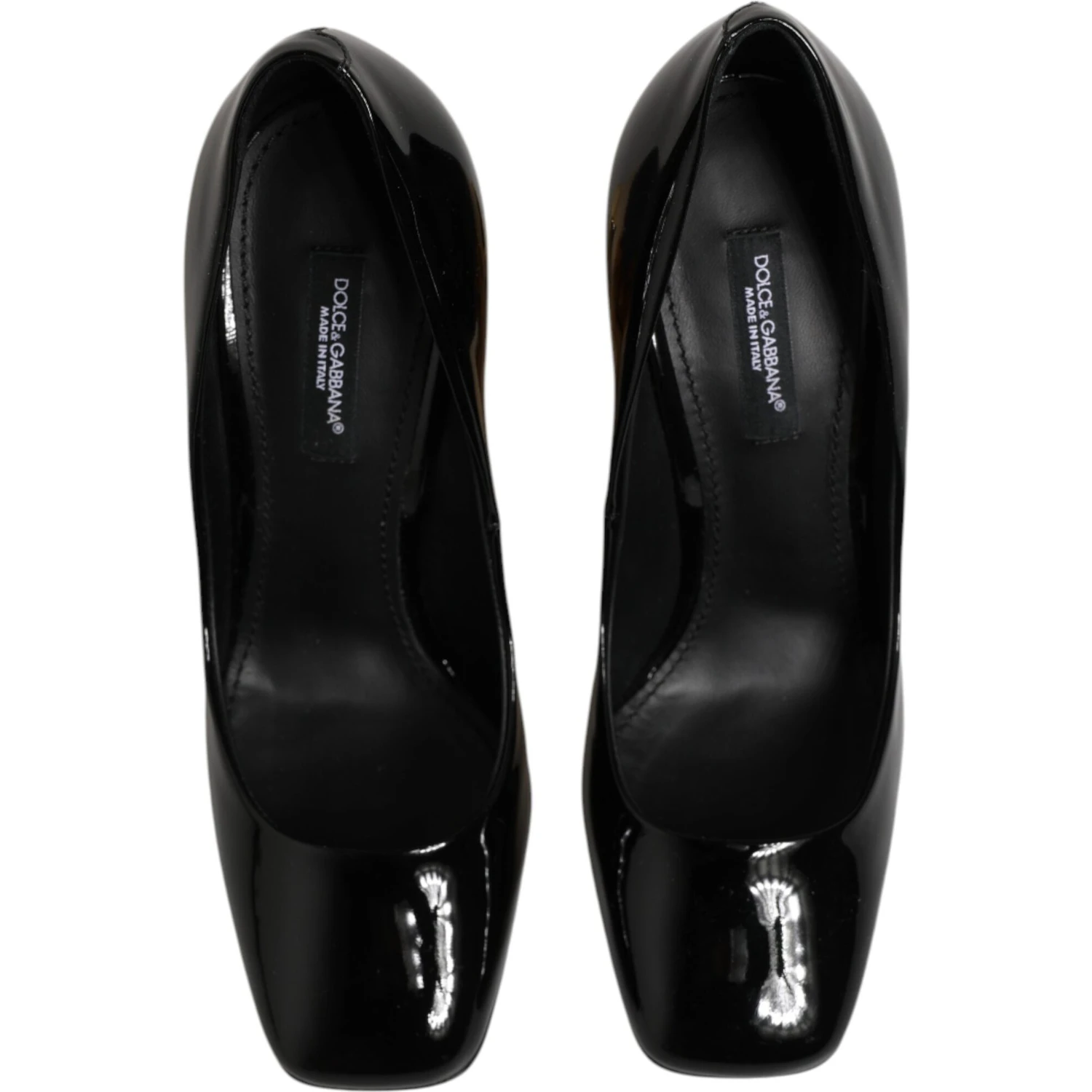Black Gold Patent Leather Logo Heels Pumps Shoes