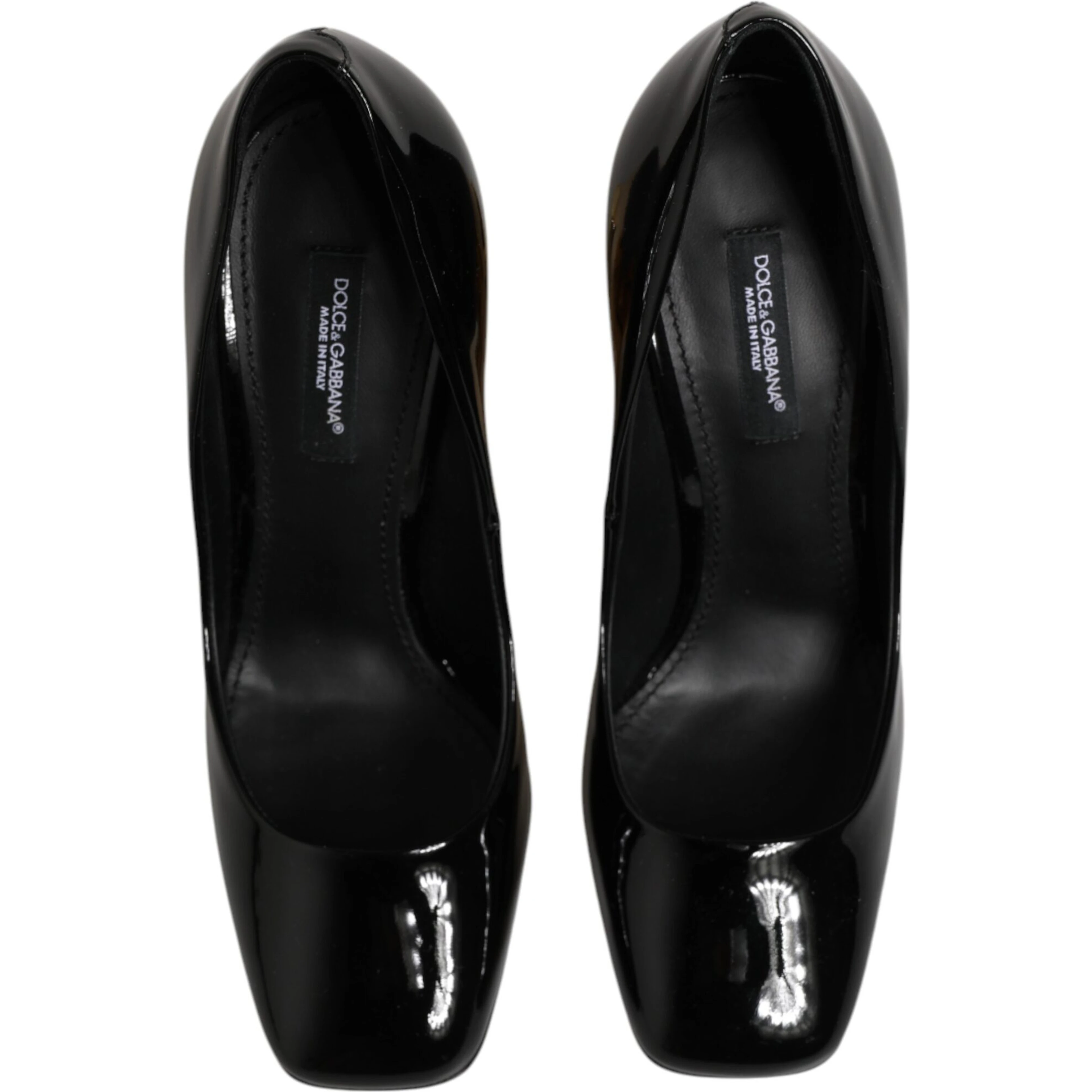 Black Gold Patent Leather Logo Heels Pumps Shoes