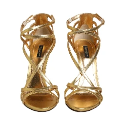 Gold Leather Keira Heels Sandals Shoes