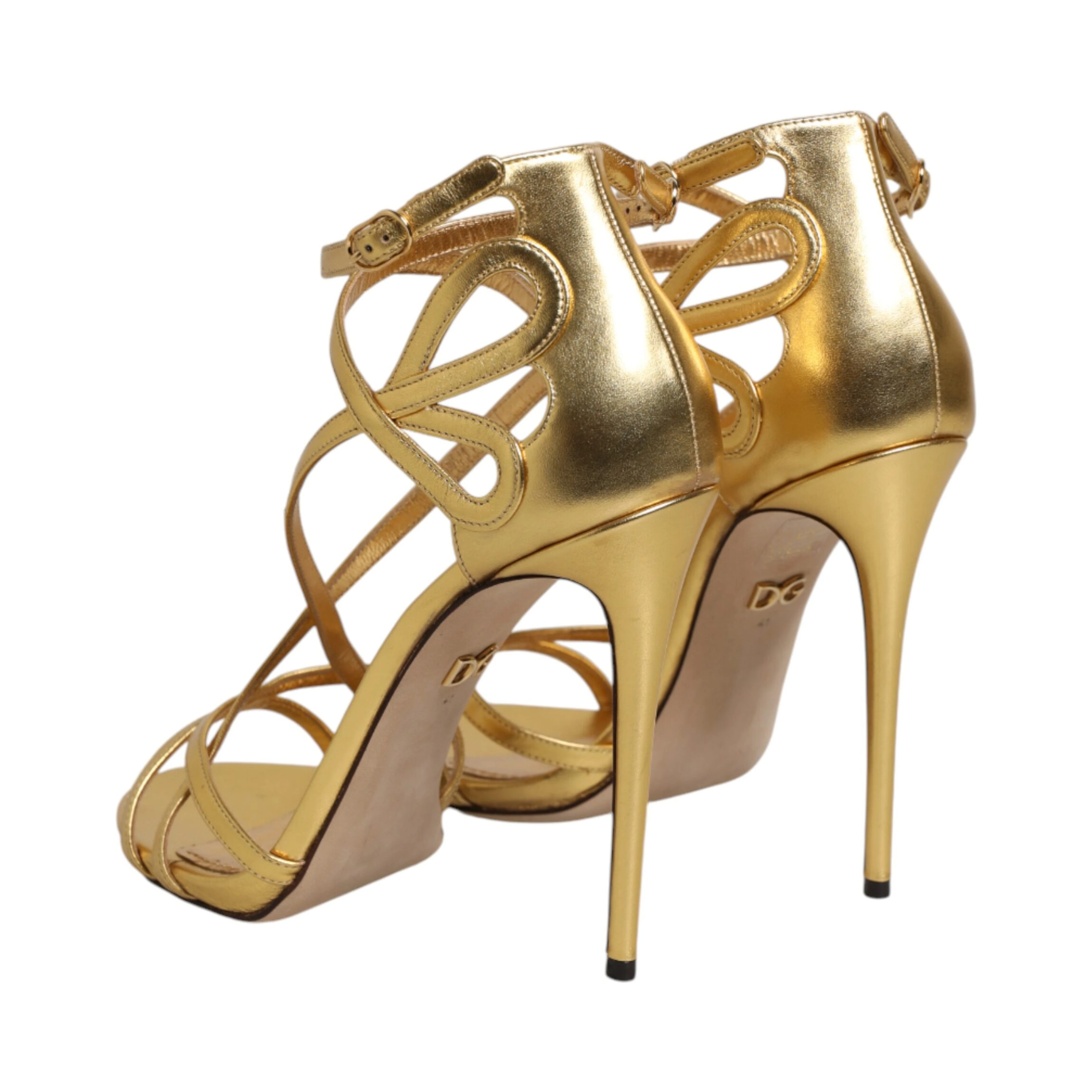 Gold Leather Keira Heels Sandals Shoes