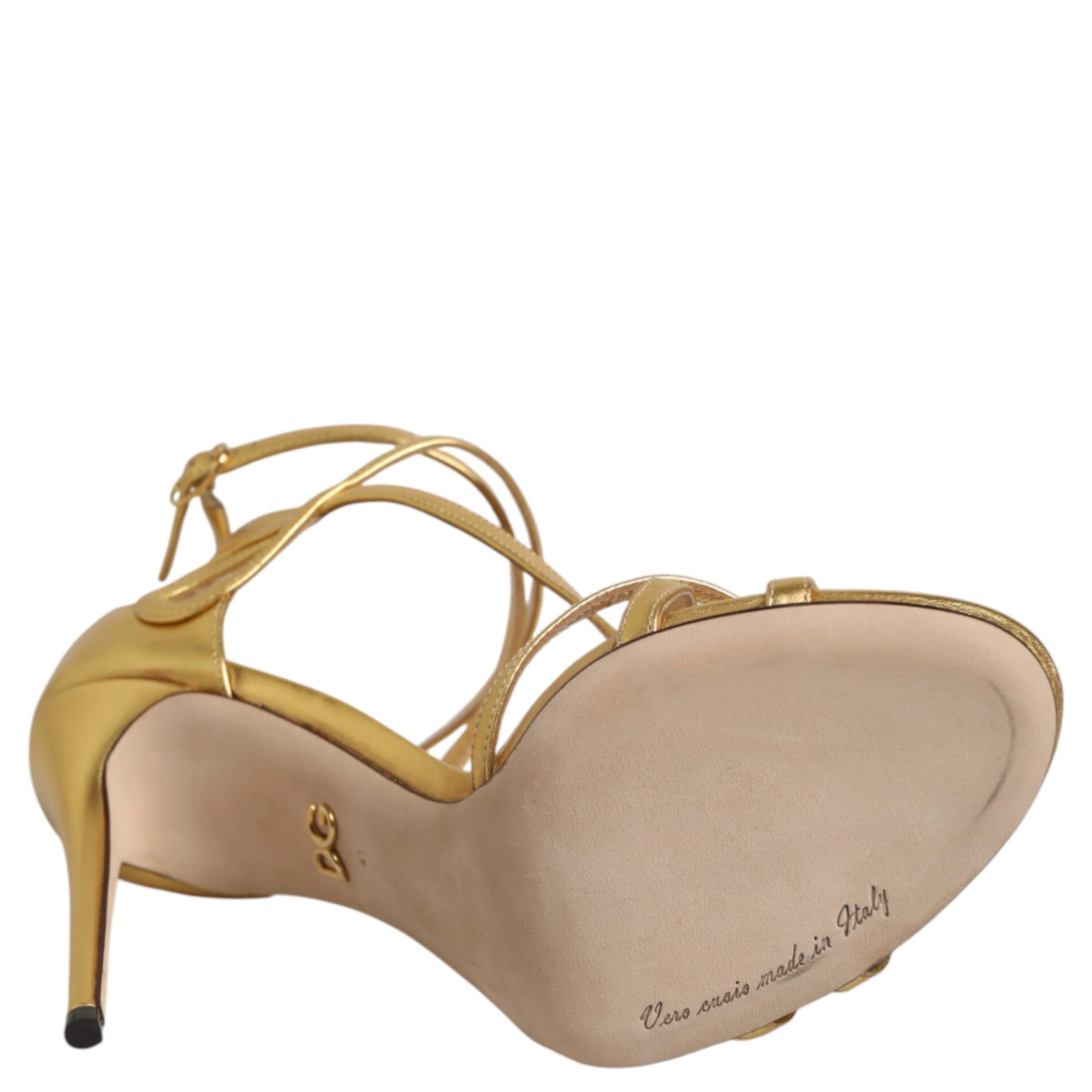 Gold Leather Keira Heels Sandals Shoes